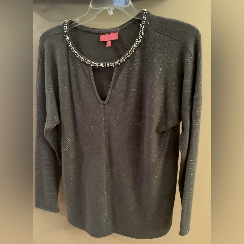 Jennifer Lopez gray with silver stripes XL sweater